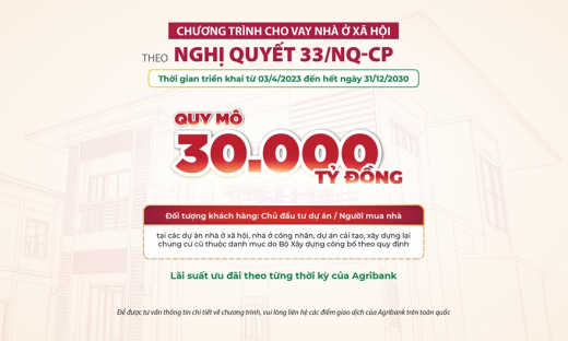 Agribank dành 30.000 tỷ đồng triển khai chương trình tín dụng ưu đãi lãi suất nhà ở xã hội